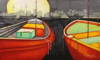 Salman Farooqi, 36 x 60 Inch, Acrylic on Canvas, Seascape Painting, AC-SF-276